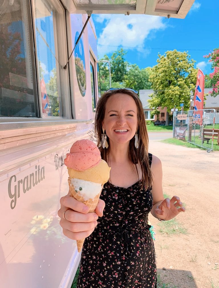 Gelato cone at Dolce Bacio food truck in Austin