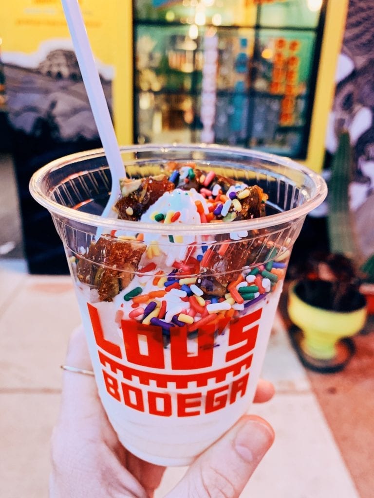 frozen custard with sprinkles at Lou's Bodega in East Austin