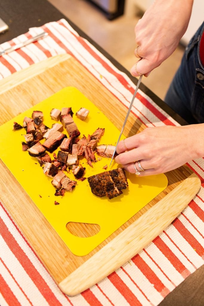 Sweet potato and brisket hash with yellowbird sauce