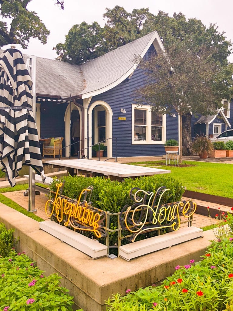 Small blue bungalow house in Austin