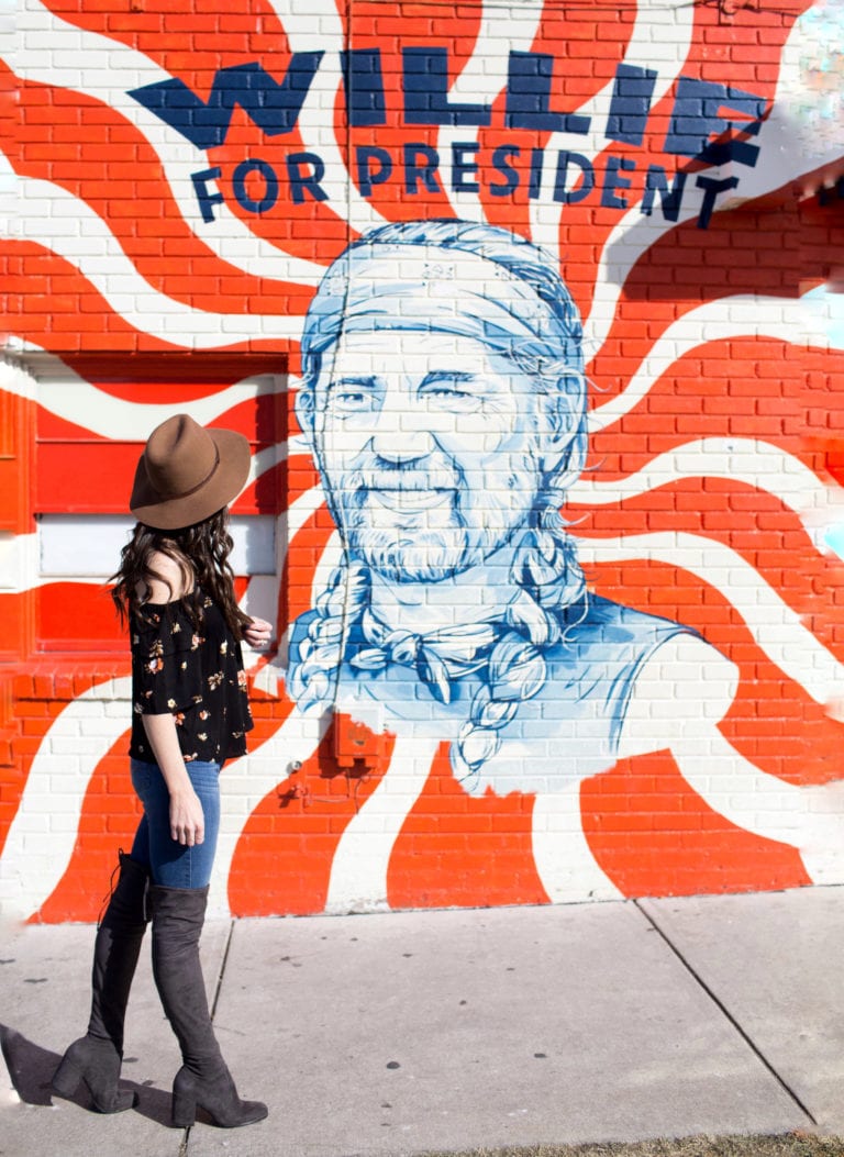 Willie For President Mural in Austin