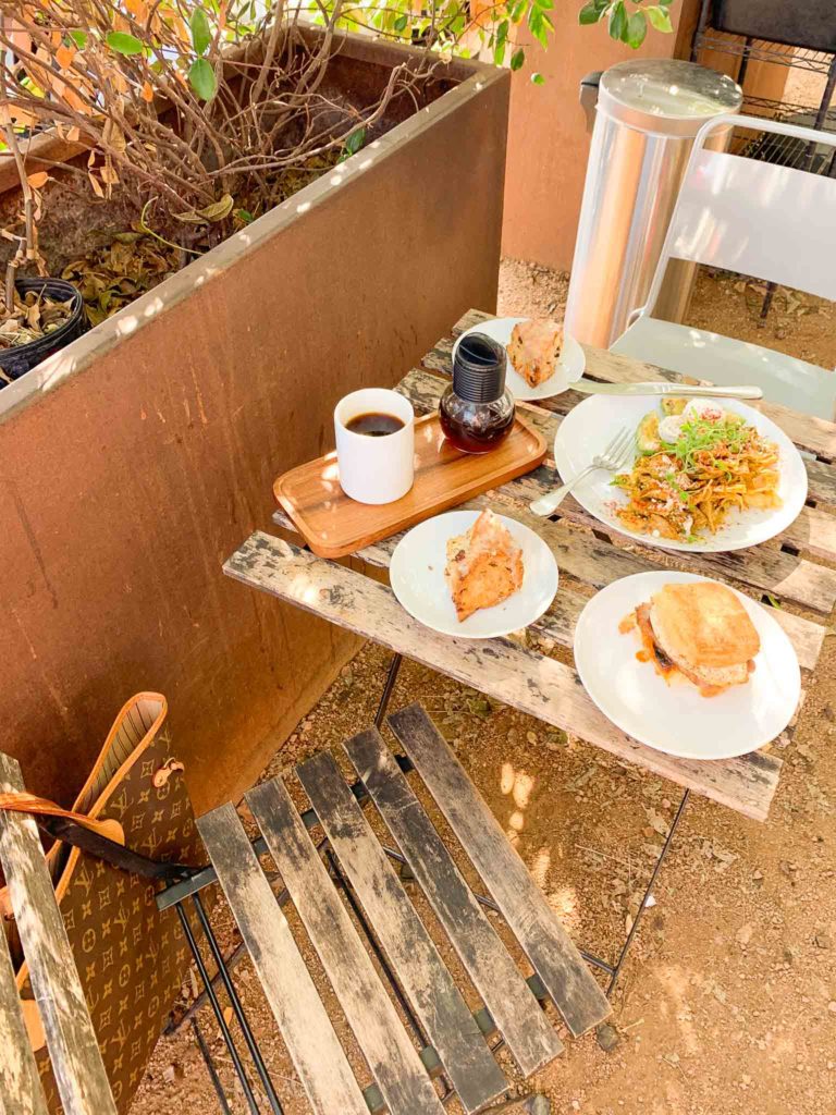 A table of breakfast food at Patika Coffee in Austin