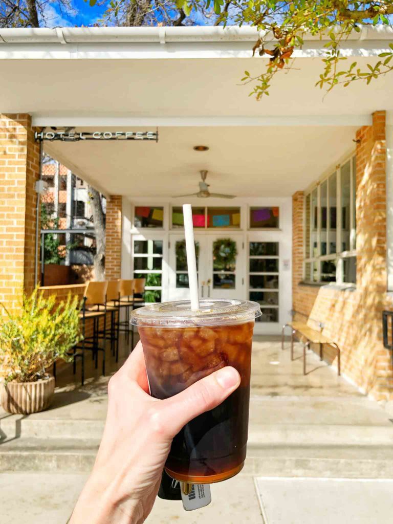 Iced coffee at Hot L Coffee shop in Austin