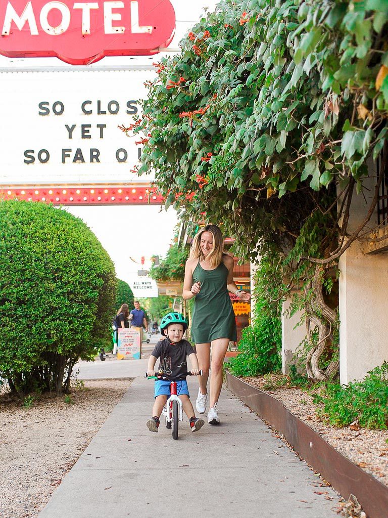 woom balance bike on South Congress